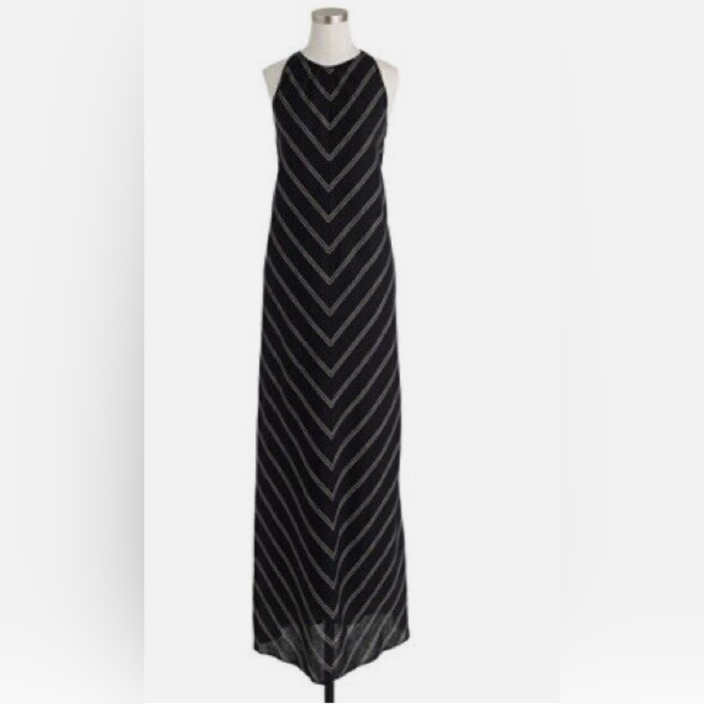 🫒 J.CREW LINEN CHEVRON MAXI DRESS 🫒